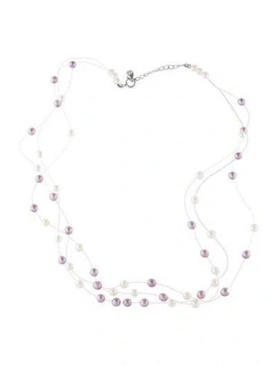 Pre-owned Tasaki Pearl & Dyed Pearl Multistrand Necklace, 18"