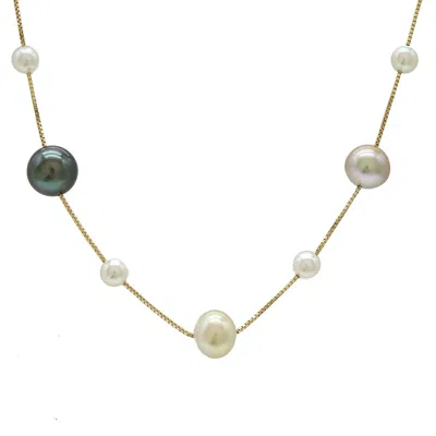 Tasaki Pearl Station Necklace K18yg Yellow Gold