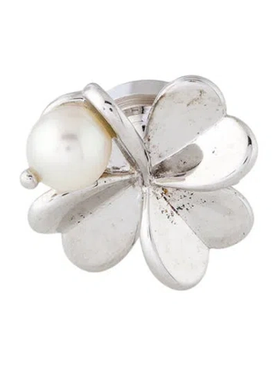 Pre-owned Tasaki Peral Clover Lapel Pin In Multicolor
