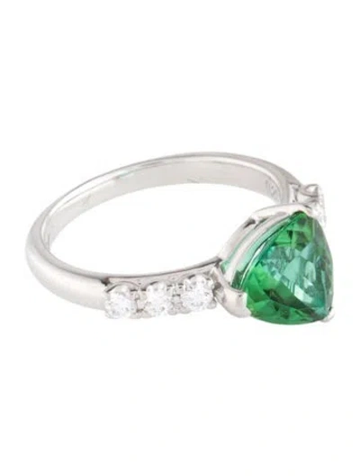 Pre-owned Tasaki Platinum 1.60ct Tourmaline & Diamond Cocktail Ring In Multicolor