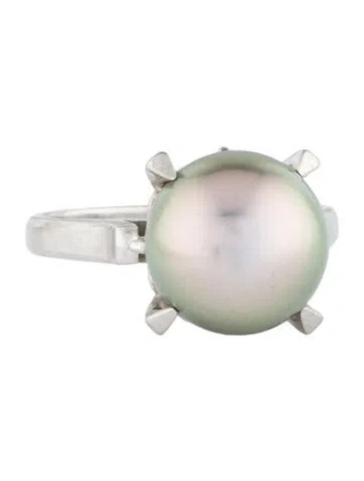 Pre-owned Tasaki Platinum Pearl Cocktail Ring In Multi
