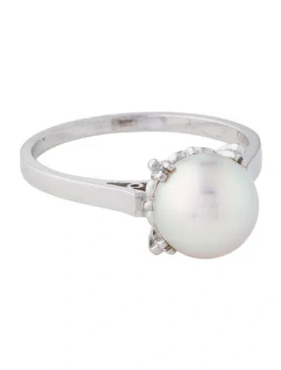 Pre-owned Tasaki Platinum Pearl Cocktail Ring In Multicolor