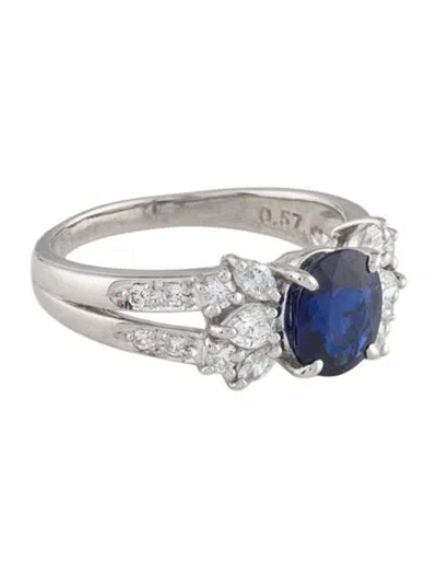 Pre-owned Tasaki Platinum Sapphire & Diamond Cocktail Ring In Multicolor