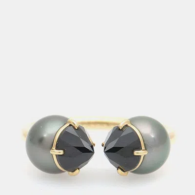 Pre-owned Tasaki Rebellion Pearl 18k Yellow Gold Ring Eu 45