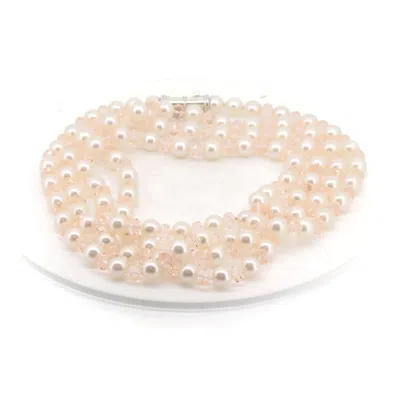 Tasaki Sv925 Silver Varie Pearl Crystal Necklace In Metallic