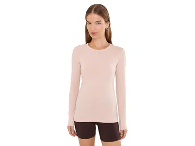 Tasc Performance Nola Ii Long Sleeve Crew Neck T-shirts Women's Clothing Pink Heather: Lg, Cotton/rayon In Neutral