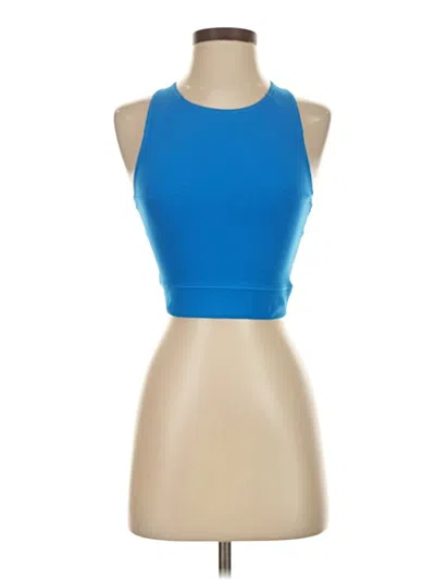 Pre-owned Tasc Tank Top Blue Halter Neckline Tops