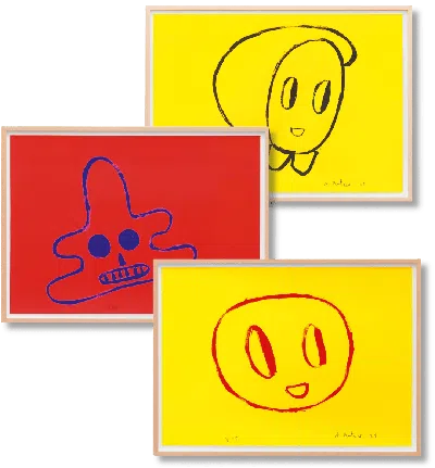 Taschen André Butzer. Set Of 3 Screenprints ‘untitled 7–9', 2021 In Brown