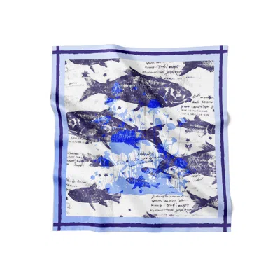 Tash And Ley Women's Blue 90 Plenty Of Fish In The Sea Scarf