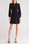 Tash And Sophie Balloon Sleeve Neck Tie Dress In Multi