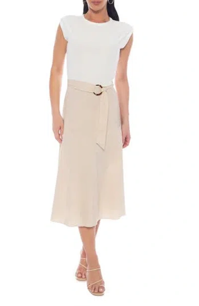 Tash And Sophie Cap Sleeve Midi Dress In Multi