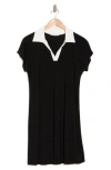 Tash And Sophie Contrast Collar Dress In Black/ White