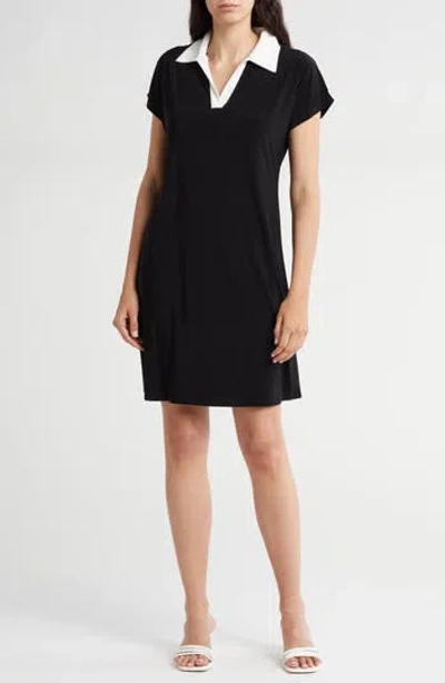 Tash And Sophie Contrast Collar Dress In Black/white