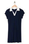 Tash And Sophie Contrast Collar Dress In Blue/ White