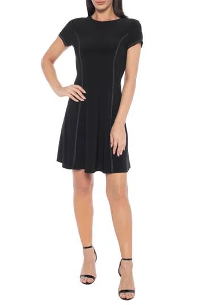 Tash And Sophie Contrast Stitch Short Sleeve A-line Dress In Multi