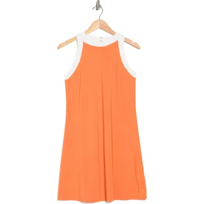 Tash And Sophie Contrast Trim Jersey Dress In Orange/white