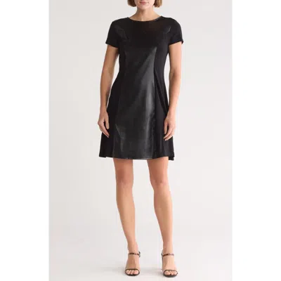 Tash And Sophie Faux Leather A-line Dress In Black