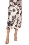 Tash And Sophie Floral Print Satin Maxi Skirt In Black
