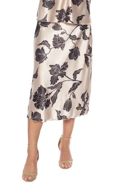 Tash And Sophie Floral Print Satin Maxi Skirt