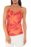 Tash And Sophie Hardware Shoulder Satin Top In Orange