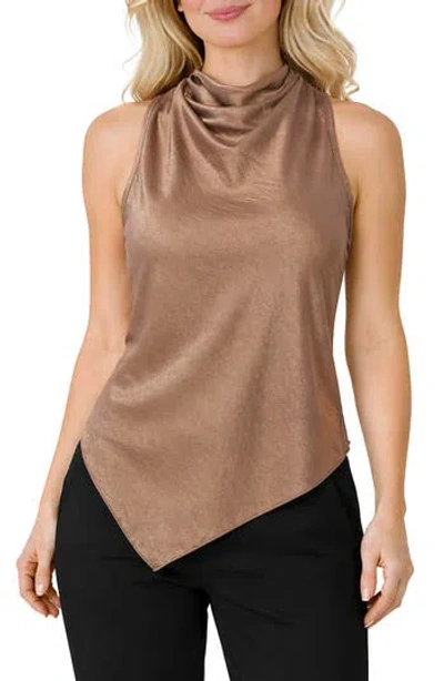 Tash And Sophie High Cowl Neck Tank In Brown