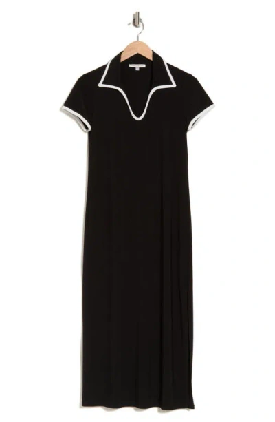 Tash And Sophie Ity Column Polo Dress In Black