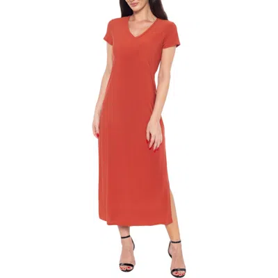 Tash And Sophie Ity V-neck Midi Dress In Brown