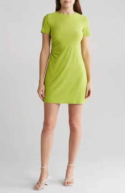 Tash And Sophie Jersey Sheath Minidress In Chartreuse
