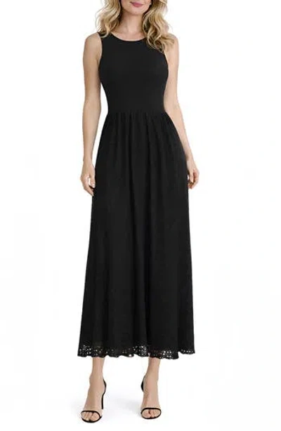 Tash And Sophie Knit Bodice Midi Dress In Black
