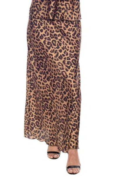 Tash And Sophie Leopard Print Satin Maxi Skirt