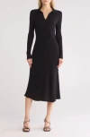 Tash And Sophie Long Sleeve A-line Sweater Dress In Black