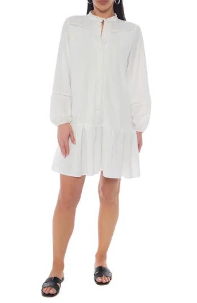 Tash And Sophie Long Sleeve Drop Waist Shirtdress In White