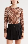 Tash And Sophie Long Sleeve Powermesh Top In Brown