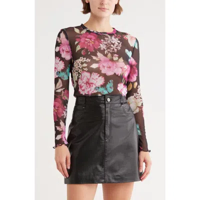 Tash And Sophie Long Sleeve Powermesh Top In Multi