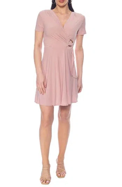 Tash And Sophie O-ring Faux Wrap Jersey Dress In Pink