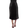 Tash And Sophie Pleated Satin Midi Skirt In Black