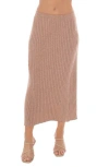 Tash And Sophie Pleated Sweater Skirt In Brown