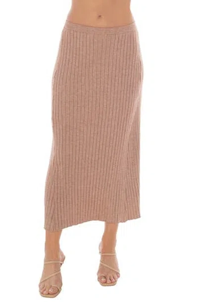 Tash And Sophie Pleated Sweater Skirt In Brown