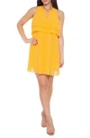 Tash And Sophie Popover Chiffon Dress In Amber