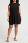Tash And Sophie Ruffle Hem Cap Sleeve Dress In Black