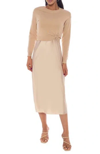 Tash And Sophie Satin Slipdress & Sweater In Multi