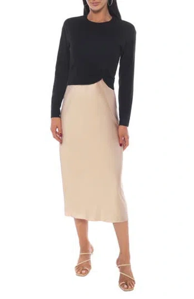 Tash And Sophie Satin Slipdress & Sweater In Multi