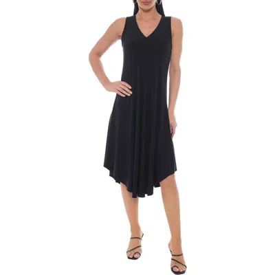 Tash And Sophie Sleeveless Curved Hem Midi Dress In Black