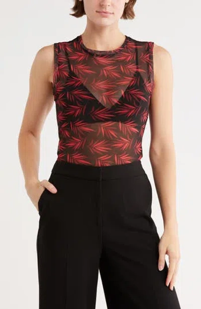 Tash And Sophie Sleeveless Powermesh Top In Brown