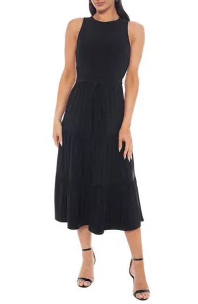 Tash And Sophie Tiered Midi Dress In Black