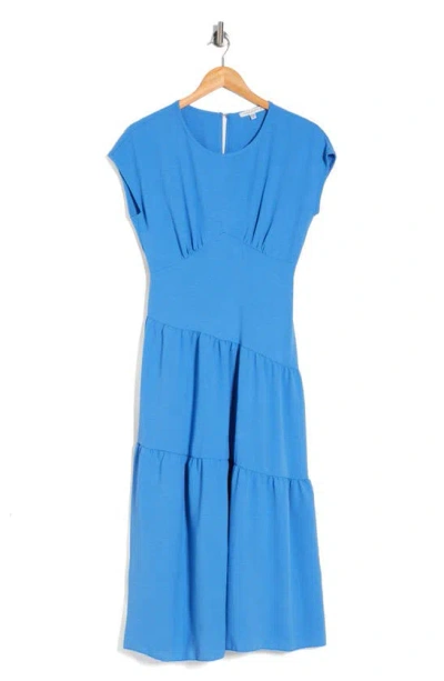 Tash And Sophie Tiered Midi Dress In Blue