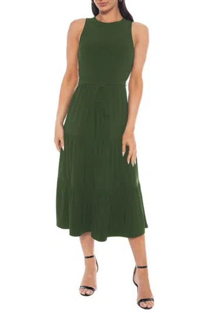 Tash And Sophie Tiered Midi Dress In Green