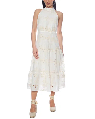 Tash + Sophie Embellished Halter Mock Neck Midi Dress In White