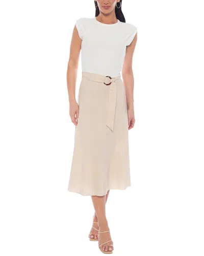 Tash + Sophie Extended Shoulder Twofer Dress In White