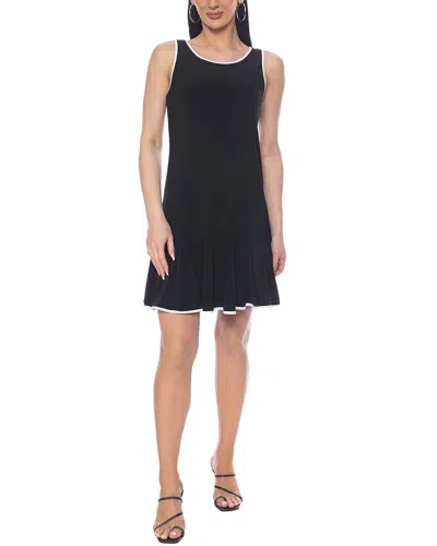 Tash + Sophie Flounce Scoop Neck Dress In Black